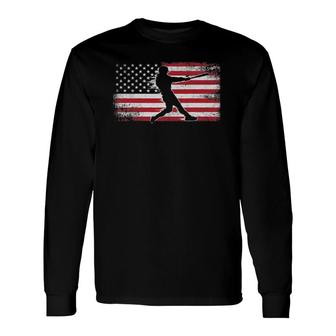Vintage American Flag Baseball Cool Baseball 4Th Of July Long Sleeve T-Shirt T-Shirt | Mazezy DE