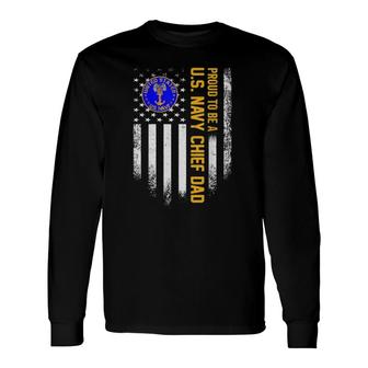 Vintage American Flag Proud To Be Us Navy Chief Veteran Dad Long Sleeve T-Shirt T-Shirt | Mazezy