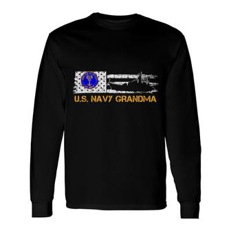 Vintage American Flag Us Navy Proud Grandma Veteran Military Long Sleeve T-Shirt - Thegiftio UK
