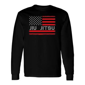 Vintage American Usa Flag Brazilian Jiu Jitsu Belts Long Sleeve T-Shirt T-Shirt | Mazezy