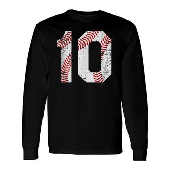 Vintage Baseball 10 Jersey Number Long Sleeve T-Shirt | Mazezy