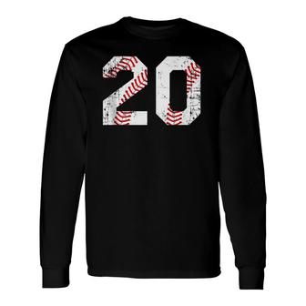 Vintage Baseball 20 Jersey Number Long Sleeve T-Shirt | Mazezy