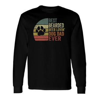 Vintage Best Bearded Beer Lovin Dog Dad Dog Lover Owner Long Sleeve T-Shirt T-Shirt | Mazezy