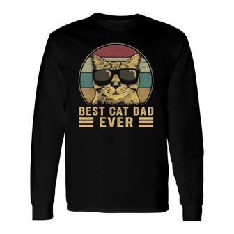 Vintage Best Cat Dad Ever Bump Fit Long Sleeve T-Shirt T-Shirt | Mazezy