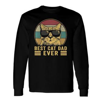 Vintage Best Cat Dad Ever Bump Fit Long Sleeve T-Shirt T-Shirt | Mazezy