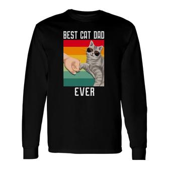 Vintage Best Cat Dad Ever Father's Day Long Sleeve T-Shirt T-Shirt | Mazezy