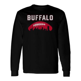 Vintage Buffalo Football Retro Buf City Skyline Long Sleeve T-Shirt T-Shirt | Mazezy