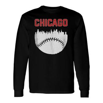 Vintage Chicago Skyline Retro Baseball City Tank Top Long Sleeve T-Shirt T-Shirt | Mazezy