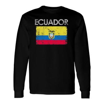 Vintage Ecuador Ecuadorian Flag Pride Long Sleeve T-Shirt T-Shirt | Mazezy