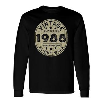 Vintage Established 1988 34Th Birthday Party Retro Long Sleeve T-Shirt | Mazezy