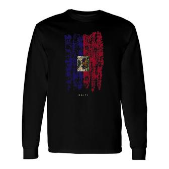 Vintage Haiti Flag Retro Haitian Flag Haitian Long Sleeve T-Shirt T-Shirt | Mazezy
