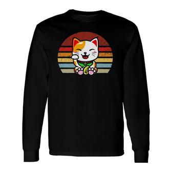 Vintage Japanese Lucky Cat Love-R Dad Mom Boy Girl Long Sleeve T-Shirt T-Shirt | Mazezy