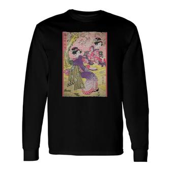 Vintage Japanese Retro Art Print Tee Japan Culture Long Sleeve T-Shirt | Mazezy