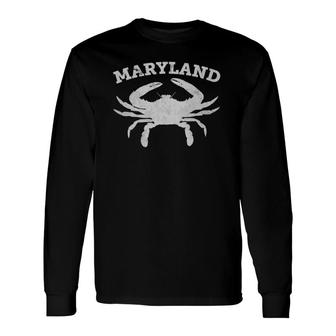 Vintage Maryland State Blue Crab Long Sleeve T-Shirt T-Shirt | Mazezy
