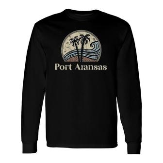 Vintage Port Aransas Tx Palm Trees Texas Souvenir Beach Long Sleeve T-Shirt T-Shirt | Mazezy
