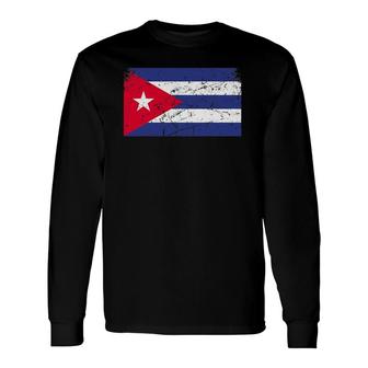 Vintage Proud Cuban American Patriotic And Pride Cuba Flag Long Sleeve T-Shirt T-Shirt | Mazezy