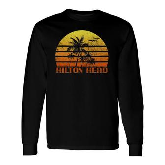 Vintage Retro Beach Vacation Hilton Head Island Sunset Long Sleeve T-Shirt T-Shirt | Mazezy