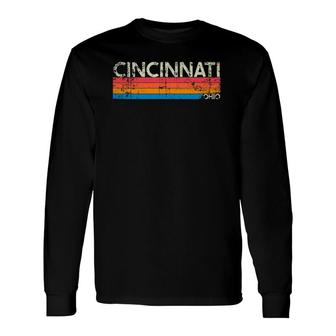 Vintage Retro Cincinnati Ohio Distressed Souvenir Long Sleeve T-Shirt T-Shirt | Mazezy