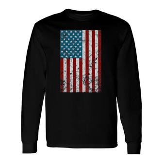 Vintage Retro July 4Th Distressed Patriotic American Flag Long Sleeve T-Shirt | Mazezy