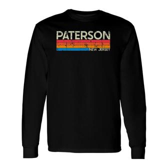 Vintage Retro Paterson New Jersey Distressed Long Sleeve T-Shirt T-Shirt | Mazezy