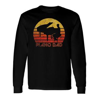 Vintage Retro Piano Player Dad Pianist Silhouette Long Sleeve T-Shirt T-Shirt | Mazezy