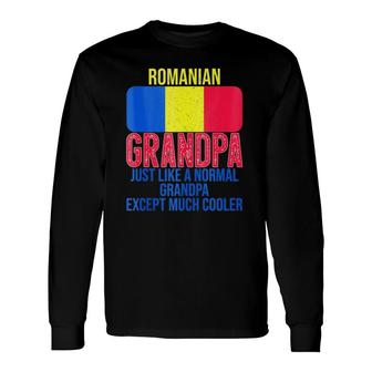 Vintage Romanian Grandpa Romania Flag For Father's Day Long Sleeve T-Shirt T-Shirt | Mazezy