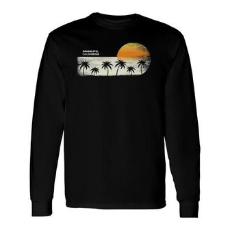 Vintage Sausalito Ca Ocean Sunset And Palm Trees Long Sleeve T-Shirt T-Shirt | Mazezy