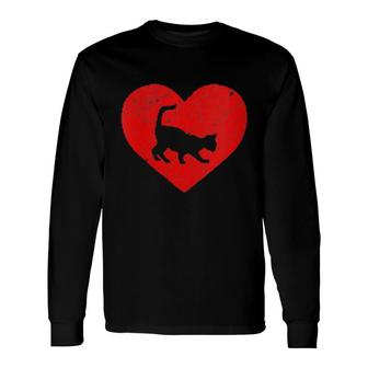 Vintage Siamese Cat Heart Love Valentine's Day Long Sleeve T-Shirt T-Shirt | Mazezy