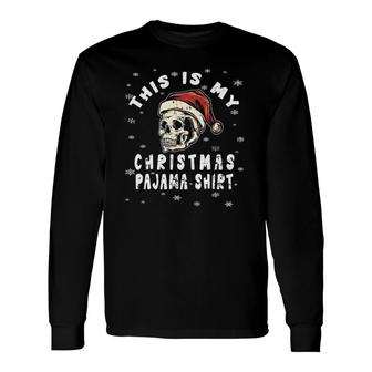 Vintage Skull Santa Hat Skeleton Christmas Pajama Long Sleeve T-Shirt T-Shirt | Mazezy