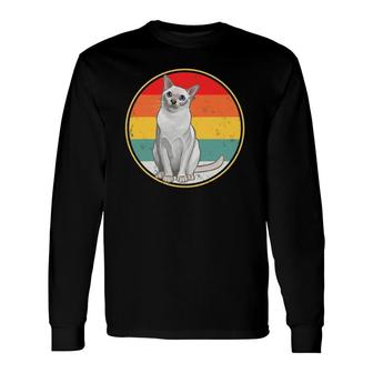 Vintage Sunset Tonkinese Cat Long Sleeve T-Shirt T-Shirt | Mazezy