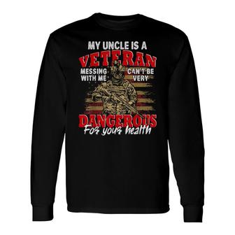 Vintage My Uncle Is A Veteran Father's Day Us Flag Long Sleeve T-Shirt T-Shirt | Mazezy