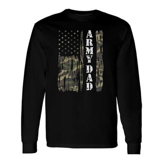 Vintage Us Flag Army Dad Veteran Father Father's Day Long Sleeve T-Shirt T-Shirt | Mazezy