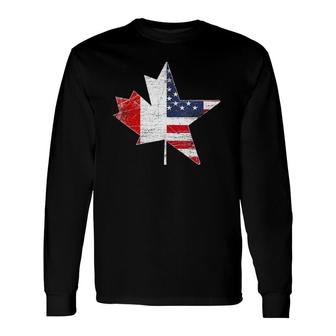 Vintage Usa Us Flag Maple Leaf Canadian Canada Tank Top Long Sleeve T-Shirt T-Shirt | Mazezy