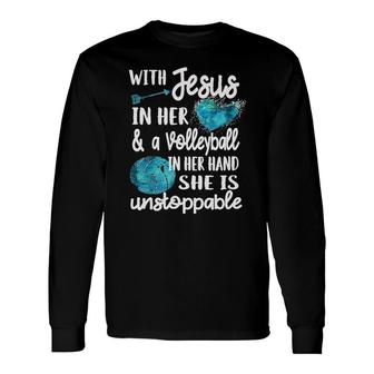 Volleyball With Jesus In Her Heart Long Sleeve T-Shirt | Mazezy