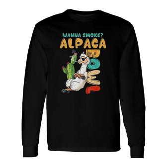 Wanna Smoke Alpaca Bowl Weed Vintage Cannabis 420 Stoner Long Sleeve T-Shirt - Thegiftio