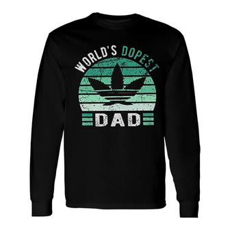 Weed Green Color Worlds Dopest Dad Leaf Women Long Sleeve T-Shirt - Seseable
