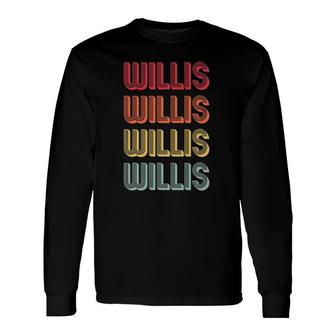 Willis Name Personalized Retro Vintage Birthday Long Sleeve T-Shirt | Mazezy