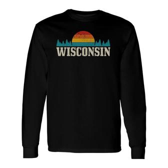 Wisconsin Vintage Pride Nature Outdoor Hiking Camping Long Sleeve T-Shirt T-Shirt | Mazezy