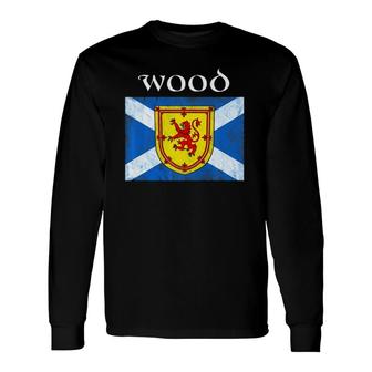 Wood Scottish Clan Name Lion Flag Long Sleeve T-Shirt T-Shirt | Mazezy