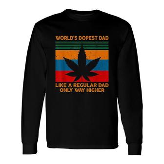 Worlds Dopest Dad Weed Cannabis Vintage Color Long Sleeve T-Shirt - Seseable