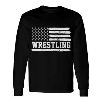 Wrestling Usa Flag Long Sleeve T-Shirt T-Shirt | Mazezy