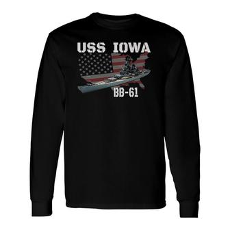 Ww2 American Battleship Uss Iowa Warship Bb 61 Veterans Long Sleeve T-Shirt T-Shirt | Mazezy