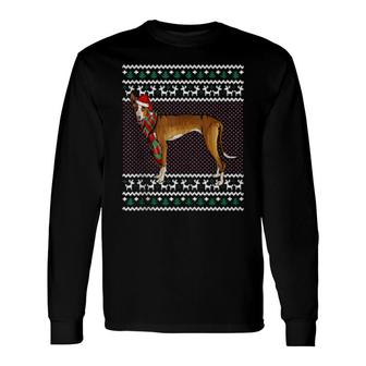 Xmas Ibizan Hound Dog Santa Hat Ugly Christmas Long Sleeve T-Shirt | Mazezy
