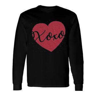 Xoxo Script Heart Cute Valentines Day Long Sleeve T-Shirt | Mazezy