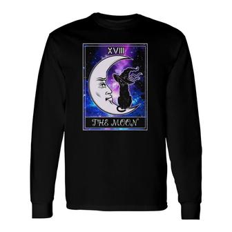 Xvii The Crescent Moon Tarot Card Black Cat With Witch Hat Halloween Long Sleeve T-Shirt T-Shirt | Mazezy