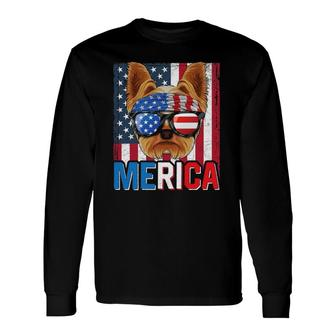Yorkshire Terrier Merica 4Th Of July Yorkie American Puppy Long Sleeve T-Shirt T-Shirt | Mazezy