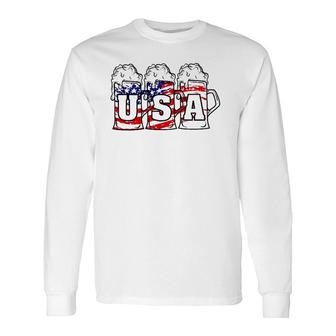 4Th Of July Usa Beer American Flag Merica Long Sleeve T-Shirt T-Shirt | Mazezy DE