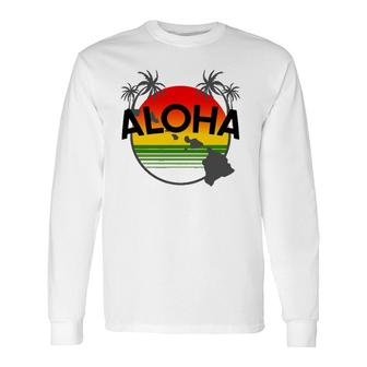 Aloha Hawaii Palm Tree Feel The Aloha Hawaiian Spirit Long Sleeve T-Shirt T-Shirt | Mazezy