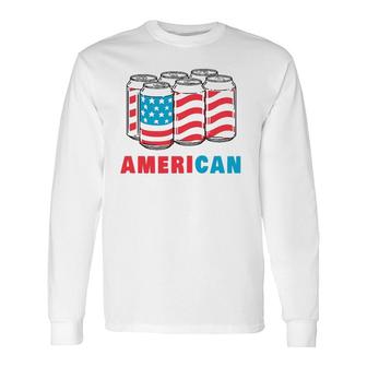 American 4Th Of July Beer Patriotic Usa Flag Merica Long Sleeve T-Shirt T-Shirt | Mazezy