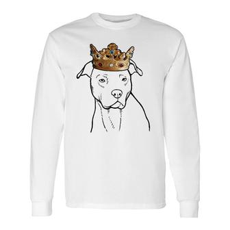 American Pit Bull Terrier Dog Wearing Crown Long Sleeve T-Shirt T-Shirt | Mazezy